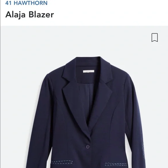 Medium below waist soft navy dress jacket. Good for office, dinner, or fall day. - Picture 3 of 6